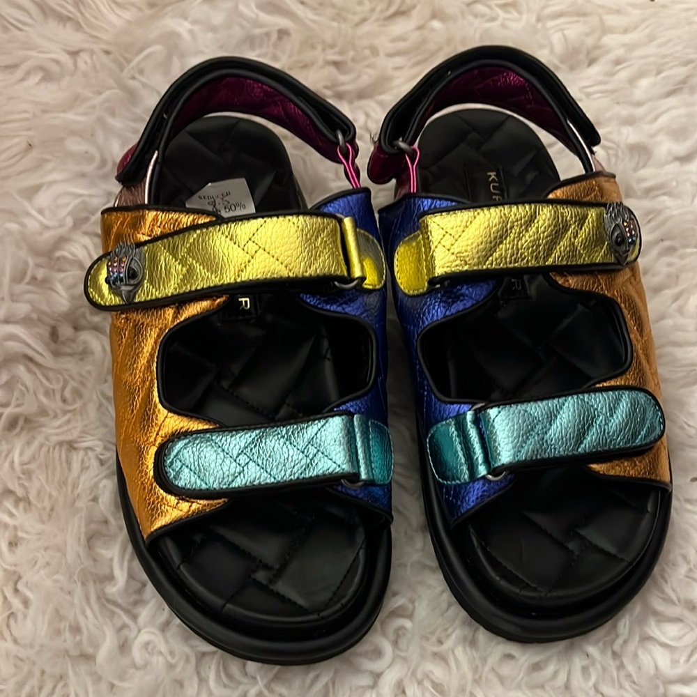 Kurt Geiger Gold and Blue Sandals Sporty Style